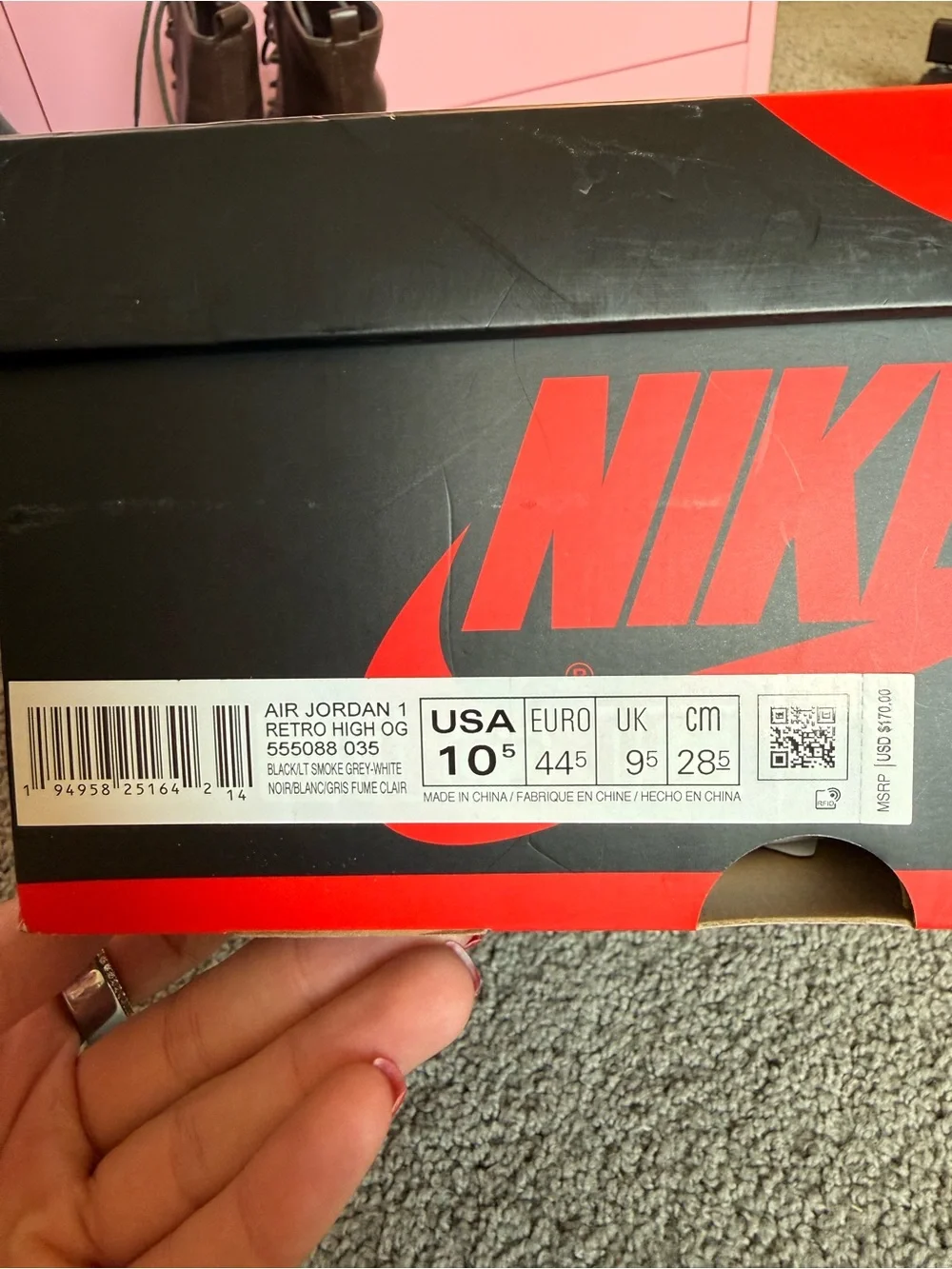 Jordan 1 High Retro - Black and Light Grey
